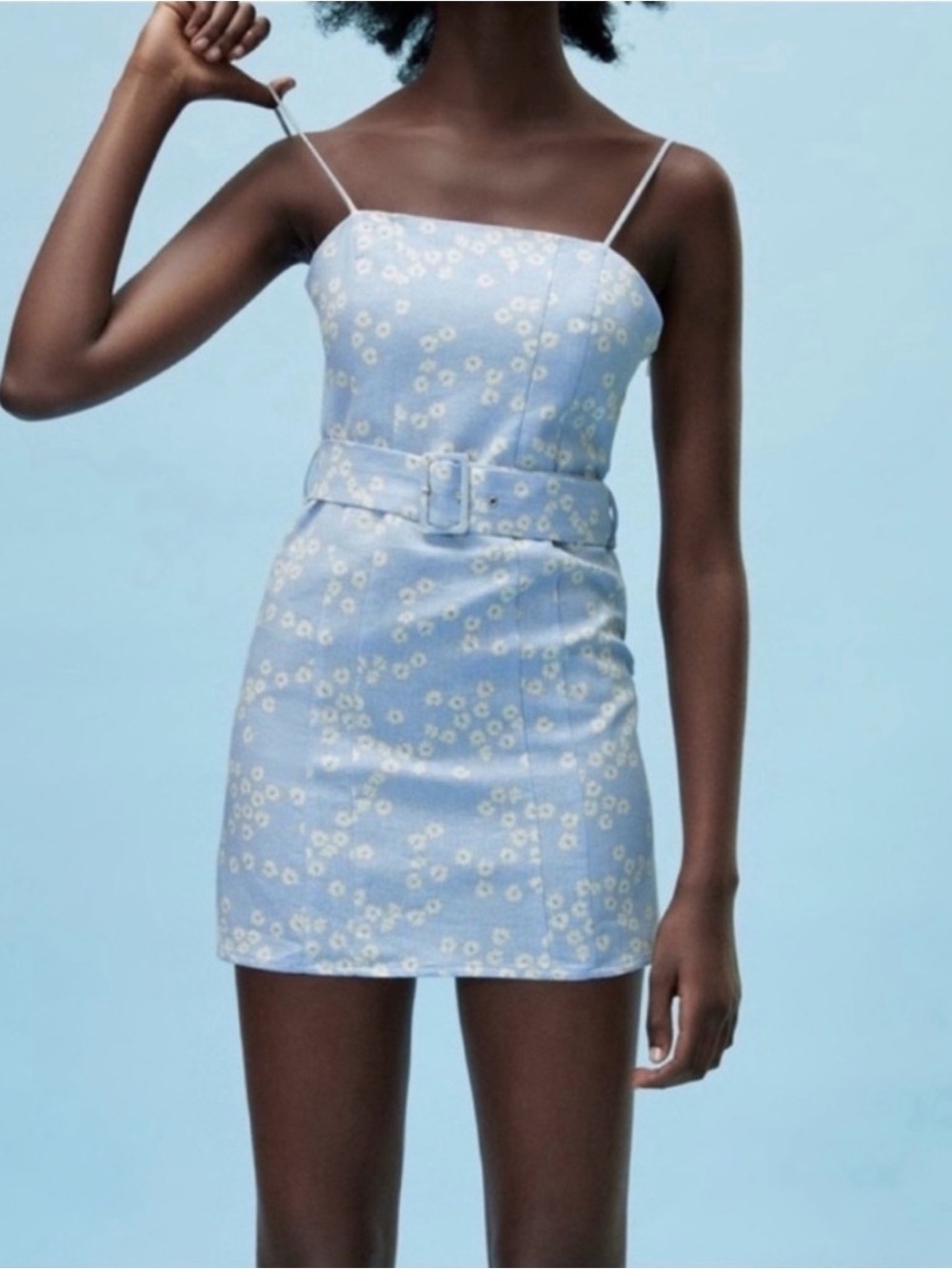 ZARA linen blend floral mini dress